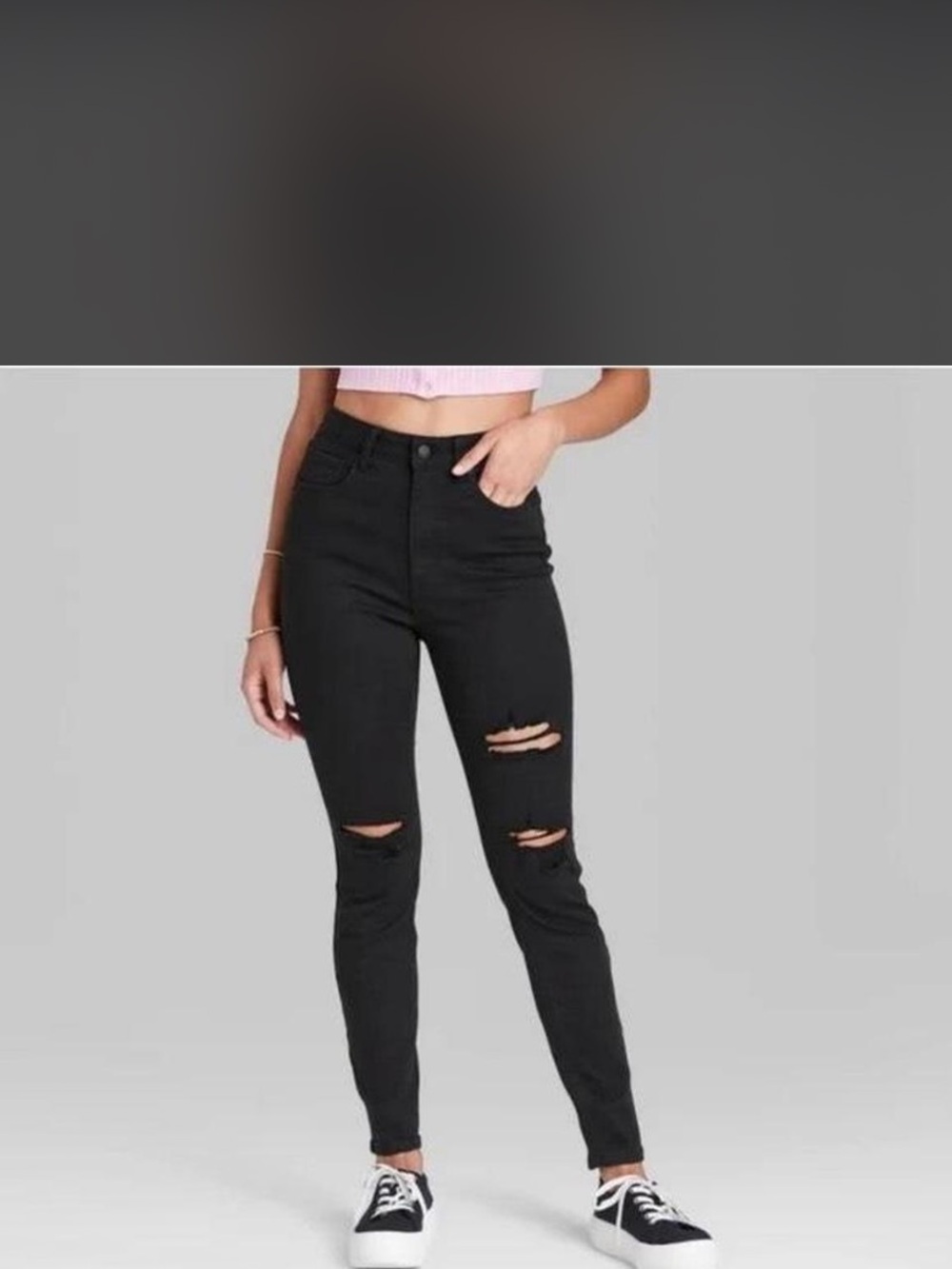 wild fable Black Skinny Jeans with Knee Distressing